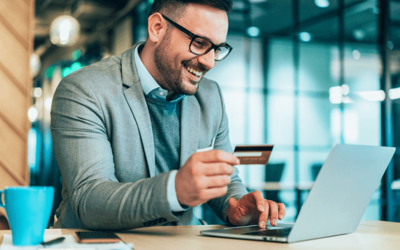 Payment processing on a laptop